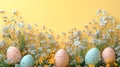 Bright Spring Easter Theme with Spring Blooms and Decorated Eggs Royalty Free Stock Photo