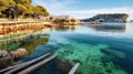 Bright spring view of the Cameo Island. Picturesque morning scene on the Port Sostis, Zakinthos island, Greece, Europe. Beauty of