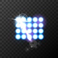 Bright stadium blue spotlights on transparent background. Vector illustration. EPS 10 Royalty Free Stock Photo