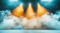 The bright stadium lights illuminated the arena with a dazzling display, casting shadows through the thick cloud of smoke that Royalty Free Stock Photo
