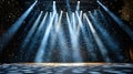 Bright Stage Lights with Colorful Confetti in an Elegant Performance Setting for Events and Celebrations Royalty Free Stock Photo