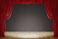 Bright Stage With Red Velvet Theater Curtains and grey Background. 3d rendering Royalty Free Stock Photo