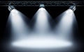 Bright stage spotlights shining on dark background