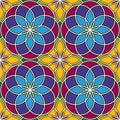 Bright stained glass background. Colorful kaleidoscope seamless pattern with decorative round ornaments. Floral motif. Royalty Free Stock Photo