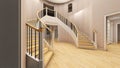 Bright staircase in the modern office 3d rendering Royalty Free Stock Photo