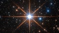 A bright star in a cross pattern symbolizes navigation and exploration in space Royalty Free Stock Photo