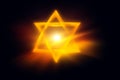 Among rays of gold Star of David . Royalty Free Stock Photo