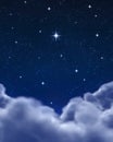 Bright star in night sky or space Royalty Free Stock Photo