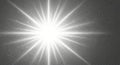 Bright starburst light flare effect with radiating rays on transparent background illustration Royalty Free Stock Photo