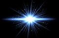 Bright Stars on a blue rays of light. Royalty Free Stock Photo