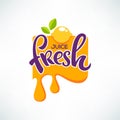 Bright sticker, emblem and logo for citrus fruit