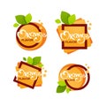 Bright sticker, emblem and logo for orange citrus fruit