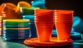 A bright still life of picnic preparation disposable cups in a row generated by AI