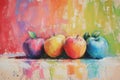 Bright still life with picturesquely painted multi-colored apples Royalty Free Stock Photo