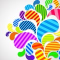 Bright striped colorful curved drops spray on a light background, vector color design, graphic illustration Royalty Free Stock Photo