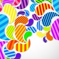 Bright striped colorful curved drops spray on a light background, color design, graphic illustration