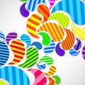 Bright striped colorful curved drops spray on a light background, vector color design, graphic illustration Royalty Free Stock Photo