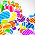 Bright striped colorful curved drops spray on a light background, vector color design, graphic illustration