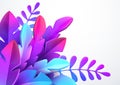 Bright stylish 3D foliage in the style of webdesign neomorphism. Template for advertising banner, flyer, flyer, poster