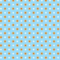 Bright summer botanical pattern with small yellow sunflower and white daisies isolated on light blue background Royalty Free Stock Photo
