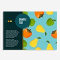 Fresh persimmon design template. Bright summer background and sample text for colorful recipe or cookbook.