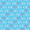 Bright summer bellflower bloom seamless pattern. Stylized retro floral all over print.