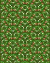 Bright summer botanical pattern with red strawberries isolated on a dark green background