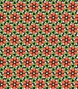 Bright summer botanical seamless pattern with red strawberries and small white flowers on a black background Royalty Free Stock Photo