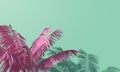 Bright summer colourful palm tree tropical background. 3D Rendering