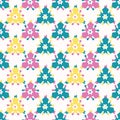 Bright summer daisy flower bloom seamless vectpr pattern. Stylized geometric floral all over print. Pretty 1950s retro feminine