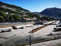 Bright summer day at the Bergen Container Terminal DB Schenker distribution in Norway