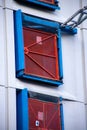 Blue and Orange abstract window and construction city portrait Royalty Free Stock Photo