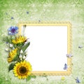 Bright summer frame with colorful flowers Royalty Free Stock Photo