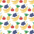 Bright summer fruity seamless pattern