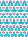 Bright summer geo flower bloom seamless pattern. Stylized geometric floral all over print. Pretty 1950s retro feminine