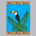 Bright summer illustration with the African birds and tropical p