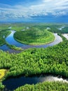 Bright summer landscape. Siberia from  bird`s eye view. Royalty Free Stock Photo