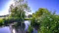 Bright summer\'s day on the river Meon at Droxford, Hampshire