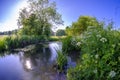 Bright summer\'s day on the river Meon at Droxford, Hampshire