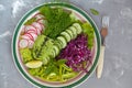 Bright summer salad of vegetables. Royalty Free Stock Photo