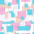 Bright summer seamless pattern. Geometric pattern. Blue and pink rectangles. Modern design textile and fabric