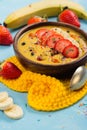 Bright summer smoothie bowl Royalty Free Stock Photo