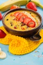 Bright summer smoothie bowl Royalty Free Stock Photo