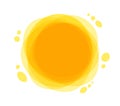 Bright summer sun is at its zenith. Sun rays icon yellow. Funny vector doodle suns.