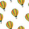 Bright summer watercolor pattern of retro balloons