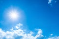 Bright sun on blue sky Royalty Free Stock Photo