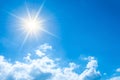 Bright sun on blue sky Royalty Free Stock Photo