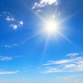 Bright sun, blue sky and light clouds Royalty Free Stock Photo