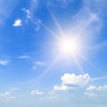 bright sun, blue sky and light clouds Royalty Free Stock Photo