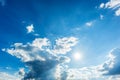 Bright sun on blue sky Royalty Free Stock Photo